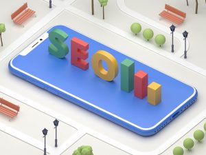Smartphone with the letters SEO